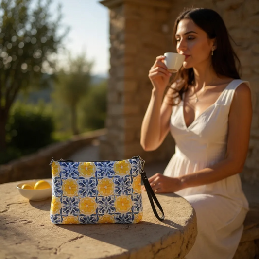 Amalfi Lemon Tile Crossbody Bag – Italian Inspired Shoulder Purse with Mediterranean Charm